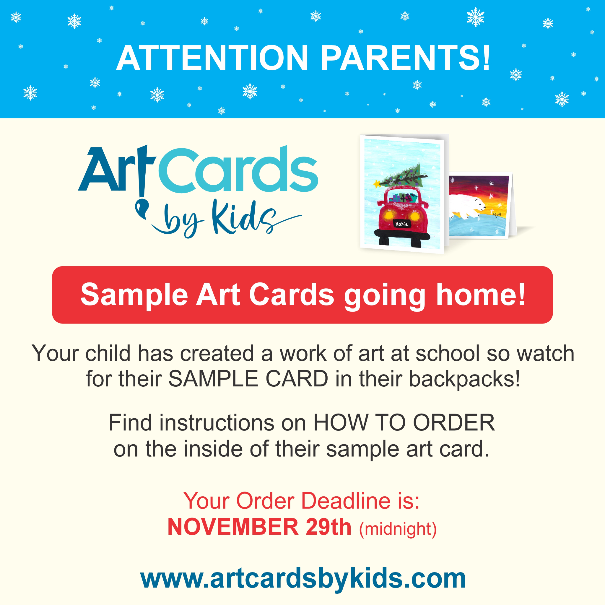 Deadline Notification for Parents Nov 29